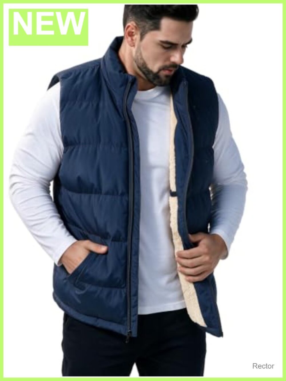 Men's Puffer Vest Sherpa Lined Water-Resistant Sleeveless Winter Jacket Warm